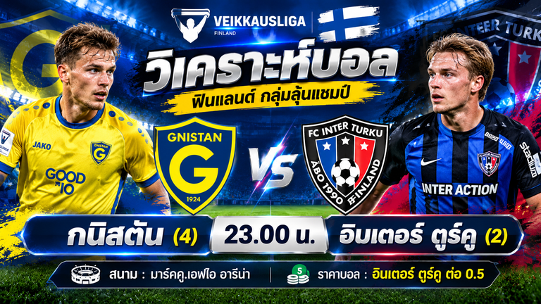 วิเคราะห์บอล ฟินแลนด์ ไวเคาส์ลีก้า กนิสตัน เฮลซิงกิ VS อินเตอร์ ตูร์คู